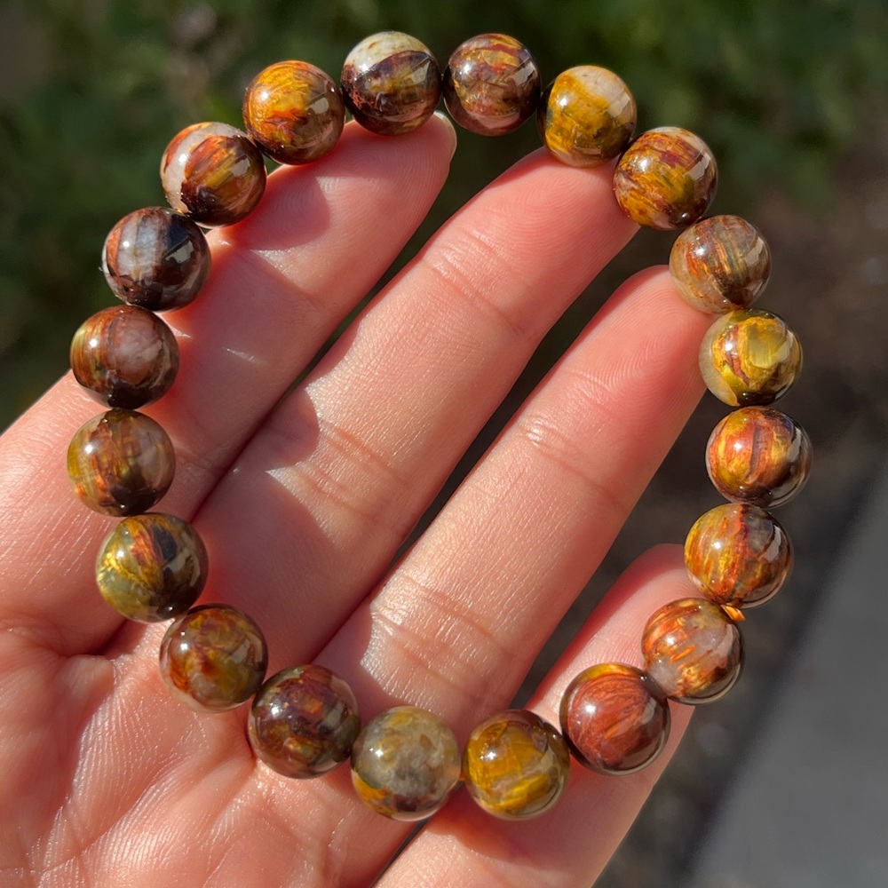 10mm stretchable golden pietersite bracelet 1930